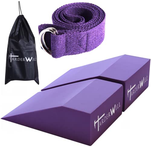 HarderWill 5 in 1 Yoga Schaumstoffkeil Blöcke (Paar) Waden Heben Block Yoga Knieschoner Set Waden Stretcher Yoga Handgelenkstütze Balance Push up Fitness Pilates Fersenstrecker Squat Wedge mit