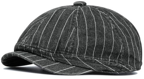 CLAPE Vintage Newsboy cap Berretto Piatto Coppola da Uomo Cappello Newsboy Cappello Baker Baschi Scozzesi da Uomo (BL63-Denim Black)