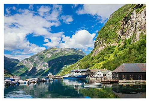 artboxONE Poster 30x20 cm Natur Geiranger in Norwegen hochwertiger Design Kunstdruck - Bild Fjord Baum Berg