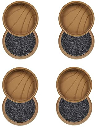 Felt Floor Cups/Castors - Protect Your Wood Laminate, Wooden, Tile & Lino Floors from Scratches (8 x Dark Wood Small 44 mm)