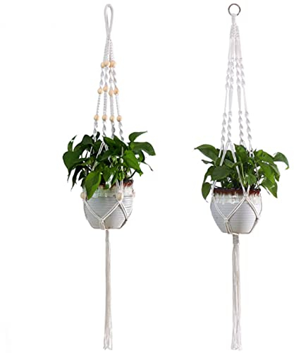 ZEACCT Blumenampel, 2 Stück Pflanzenaufhänger Blumentopf Pflanzenhalter, hängend Blumentopf mit Baumwollseil, Makramee Blumenampel