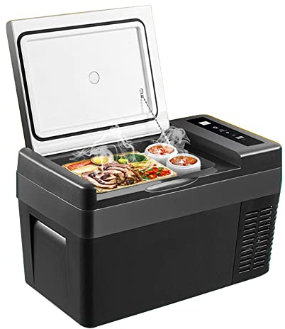 Camping Car Fridge Freezer, 12v Camping Portable Fridge (-7.6℉~50℉) Compressor Car Fridge with 12/24v Dc & 110v 220v Ac, for Truck, Rv, Boat, Jeep, Rv, Van, Vehicle, Camping and Travel,25L