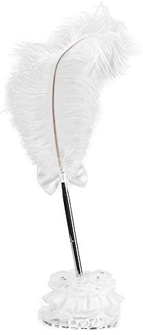 Feder Signierstift 40 x 11 cm Vintage Weißer Quill Signing Pen Hochzeit Federkiel Signing Pen Schreiben Kugelschreiber mit Halter für Hochzeitsgäste, Konferenzen, Veranstaltungen