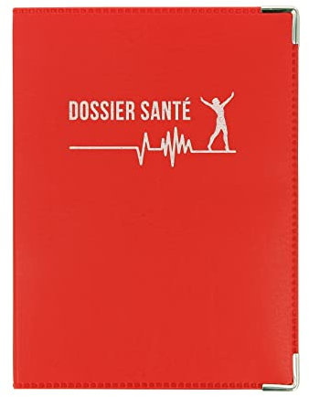 Porte Ordonnance RougeFabrication Française Etui Carte Vitale mutuelle Dossier santé Feuilles Maladies