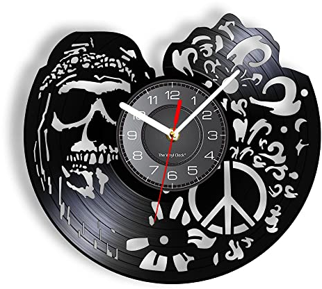 Smotly Vinyl-Wanduhr, Totenkopf-Form, analoge Uhr, Wanddekoration, Uhr, Geschenk.