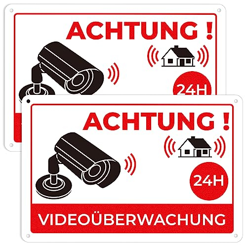 K&F Concept Juego de 2 placas de aluminio para videovigilancia, propiedad privada para cámara de vigilancia o cámara falsa interior y exterior