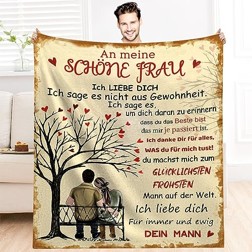 Hochzeitstag geschenke für frauen,Geschenk für Meine Frau,Ehefrau Jubiläumsgeschenk Hochzeitstag Geburtstagsgeschenk Valentinstagsdecke Flauschige Geschenkdecke Ehemann Senden Ehefrau,130x150cm