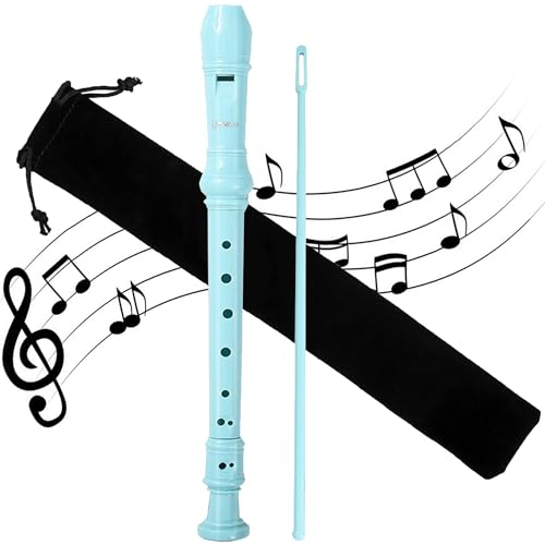 WSNDM Sopranblockflöte in Stimmung C-Sopran, mit Tasche und Wischerstab, Barocke Griffweise, 8 Löcher Hochwertige Kunststoff Flöte, für Einsteiger und Fortgeschrittene (Blau)