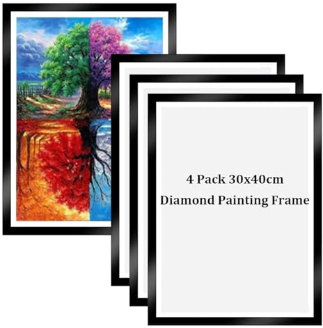 SicaHomy 4 Packungen Diamond Painting Rahman, Diamond Painting Zubehör Schwarzen Diamant Kunstrahmen Diamond Painting Bilder Rahmen 5D Diamant Painting Rahmen für 30x40cm Diamant Malerei