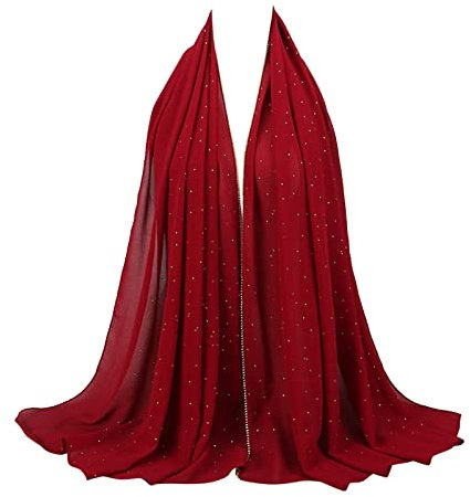 rtdgcv Seidenschal Damen Weiches Chiffon-Kopftuch für Frauen, Frühling, Sommer, langer Schal, muslimischer Hijab Seidenschal 100 Seide Musselin Schal Damen