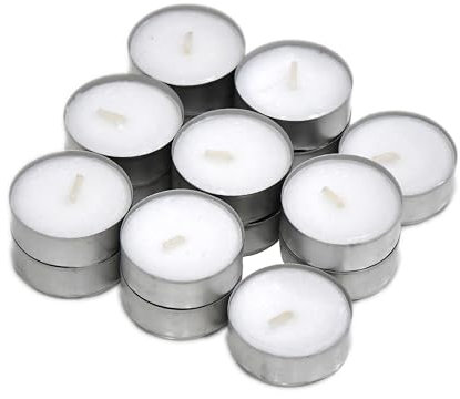 Teelichter unparfümiert weiß 16 STÜCK -klein bis XXL Packung- 4 Stunden Brenndauer Rußfrei Teelichtkerzen Gastro, Deko, Party, Standard Teelicht Kerze Rundform Kerzen