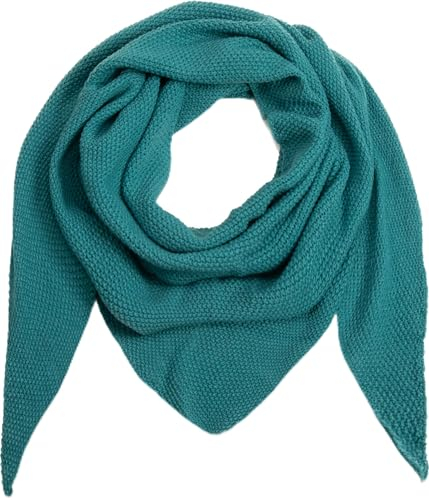 stylx Damen XXL Strick Dreieck Schal mit Reiskorn Strickmuster in Unifarben, Schal, Leichtes Tuch (petrol)