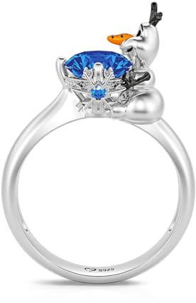 Jeulia Snow Baby Schneeflocke Ringe für Frauen Hug Me Rundschliff Sterling Silber Ring Band Verlobungsversprechen Jubiläumsringe Halloween Romantischer Albtraum Schmuck (Schneebaby, 56(17.7))
