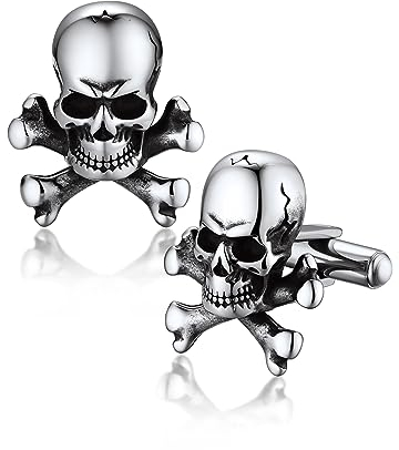 Bandmax Skull Manschettenknöpfe Herren Totenkopf Manschettenknopf Edelstahl Cufflinks for Men Gothic Modeschmuck Herren Hemd Manschettenknöpfe