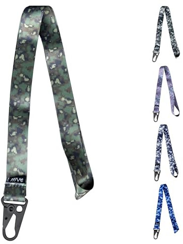 FFIVE - Lanyard camouflage militaire numérique - Porte-clés, téléphone, carte d'identité, portefeuille en polyester (forêt)