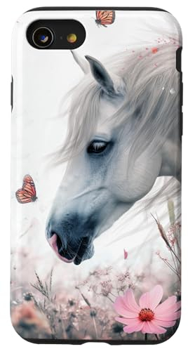 Hülle für iPhone SE (2020) / 7 / 8 Pferd Schmetterlinge Pferdebesitzer Pferd