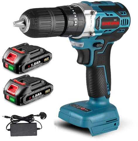 Cordless Electric Screwdriver Drill Machine - 54N.m Cordless Drill with 25 Torque Adjustment, Brushless Drill Screwdriver for Home DIY (Incl. 2 Batteries)