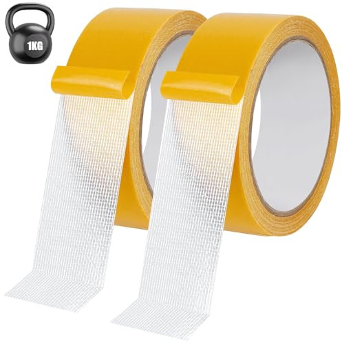 Yotako 2 Rolls Doppelseitiges Klebeband Extra Stark, 4cm x 20m Teppichklebeband Doppelseitig Einfach zu Schneiden und zu Entfernen für Teppich Foto Wand Küche Zuhause Schule