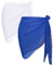 Gosunny Strandtuch Wickelkleid Damen Strand Wrap 2 Stück Bikini Cover up Einfarbig Chiffon Pareo(Weiß und Blau)