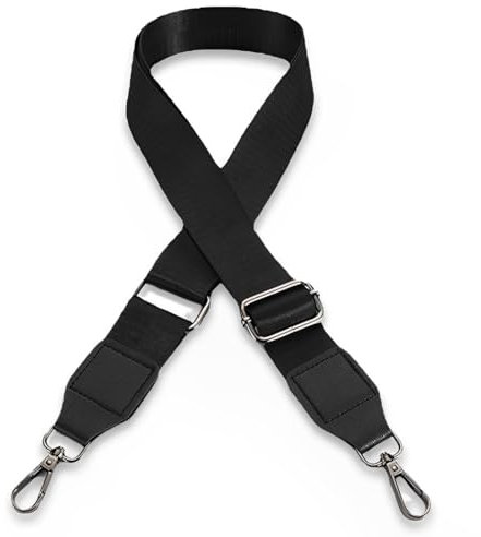 IKOPFLN Schultergurt mit Karabiner -Taschengurt schwarz - Längenverstellbar 75-145 cm - Breite 3,8 cm - Ersatz Gurt Band Schulterriemen Strap Umhängegurt für Laptoptasche