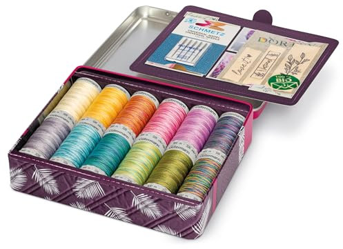 Gütermann Creativ Cotton 30 Nähgarnbox mit Nadeln und Etiketten - Natürliche Näh- und Stickgarne, 12 x 300m - 1 Set