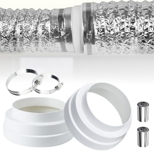 2PCS Abluftschlauch Adapter Reduzierstück 120 mm auf 160 mm, Rundrohr Adapter mit Edelstahl Schlauchschellen & Aluminiumfolienband, Reduzierverbinder Rohrverbinder für Dunstabzug und Ventilationsrohr