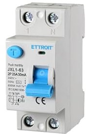 ETTROIT INTERRUTTORE DIFFERENZIALE PURO SALVAVITA PER BARRA DIN 2 MODULI 2P 16-25-40-63A 240V 30mA 6KA (25A)