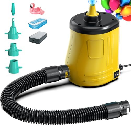 MAACOULD Electric Air Pump for Inflatables: Air Mattress Pump for Pool Floats Boat Balloons for Quick-Fill Inflator/Deflator - 400W 110V AC Inflator for Camping Travel Party Outdoor Home Summer (Gold)