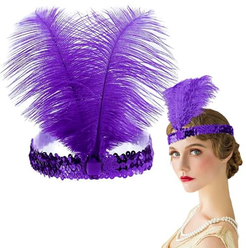 GTYARYUA 20er Jahre Haarschmuck, Feder Haarschmuck, Kopfschmuck Federn, Charleston Kopfschmuck, Haarreif Fasching Damen, 20er Jahre Flapper Feder Haarband, Karnevalsgeschenke für Frauen