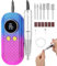 Ponceuse pour Ongles, Portable Professionnelle 35000 RPM, Lime à Ongles Electrique Rechargeable pour Enlever et Polir le Gel Acrylique Ongles, Perceuse à Ongles avec Kit de Salon,Rose-Bleu