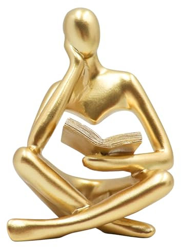 Statue Dorée de Femme Lisant, Sculpture Penseur, Ornement d'art Abstrait, Figurine Décorative Moderne, Idéale pour Salon, Chambre, Bureau, Étagère ou Table