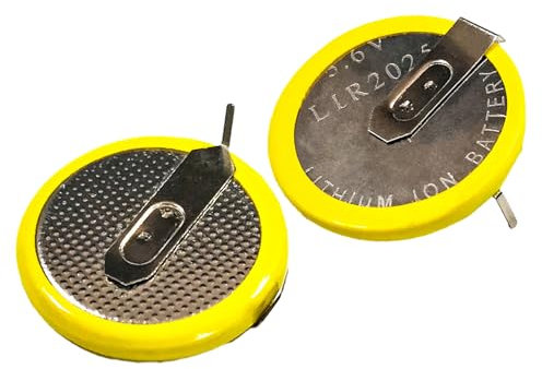 NOLOWY Lot de 2 piles rechargeables au lithium LIR2025 LIR 2025 3,6 V avec broches pour calculatrices à distance et horloge