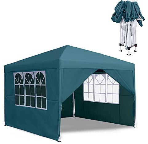 Aufun Pavillon 2.5x2.5m Faltbar - Wasserdicht Faltpavillon Gartenpavillon Partyzelt mit 4 Seitenteilen, UV-Schutz für Party, Hochzeit und Picknick, Grün