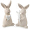 Logbuch-Verlag 2 große Osterhasen Ostern Deko Creme weiß Hasen Figuren aus Porzellan Osterdekoration 21 cm