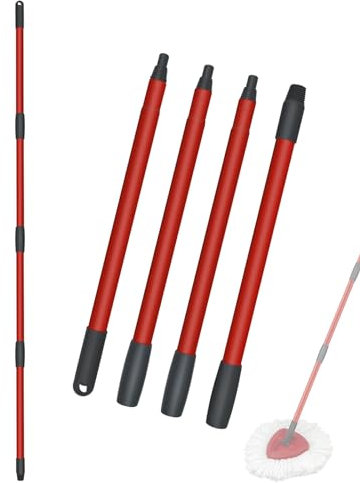 Manico di ricambio per mop, 4 sezioni, da 30 a 58 pollici, Compatibile con la base per mop Vileda Turbo Spin, Ricariche per mop EasyWring per la pulizia del pavimento
