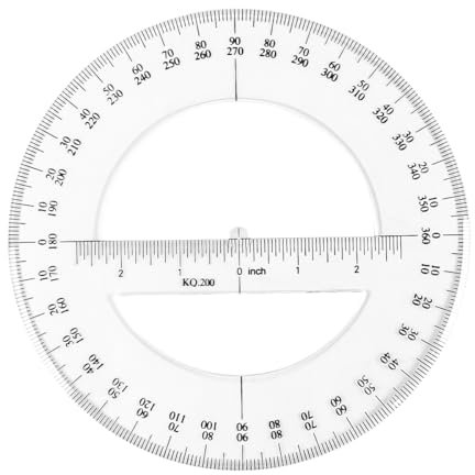 Laroal Goniometro a cerchio completo da 360 gradi, 20 cm, strumenti di misurazione matematica in plastica, righello per goniometri rotondi, goniometro a cerchio completo per aula, ufficio, trasparente