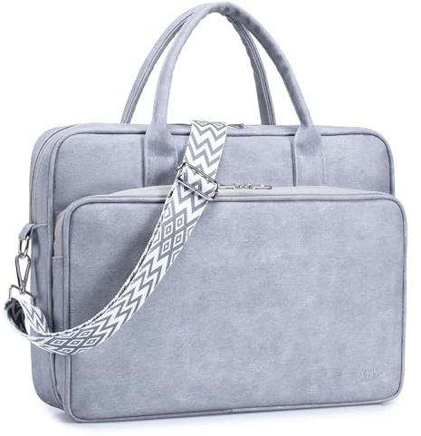 SUCIKORIO Leather Laptop Bag for Women 14 Inch, Waterproof Work Bags Ladies Briefcase Laptop Case Elegant Messenger Bag Women Fashion Computer Shoulder Bags with Adjustable Shoulder Strap