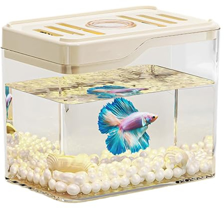 Leichtes LED-Desktop-Aquarium - Modernes, Selbstreinigendes Nano-System für Kampffische mit Filter, Platzsparend für Zuhause und Büro - Pflegeleichtes Acryl-Design