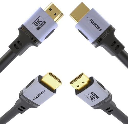 DiamondTiger HDMI 2.1 Cable 2-Pack 48Gbps 8K@60Hz 4K Ultra High Speed Cords(7680x4320, 4K@120Hz) eARC HDR10 HDCP 2.2 & 2.3 3D, Compatible for PS5/PS4/X-Box/Roku TV/HDTV/Blu-ray/LG(3M)