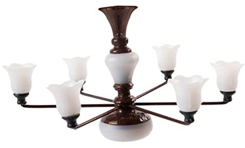 LOORGVEL Mini Chandelier Luminous Ceiling Lamp Model for Sand Table Micro Landscape Decor Delicate Hanging Light Fixture Antique Bronze with Warm Yellow Glow for Mini Crafts and Dollhouse