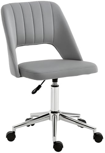 Vinsetto Homeoffice Stuhl Schreibtischstuhl mit Samtoptik höhenverstellbar Drehstuhl Schminkstuhl Bürostuhl bis 120 kg belastbar, für Arbeitszimmer, Schlafzimmer Grau