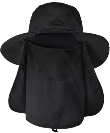 Coolwife Bucket Hats Boonie Hats Wide Brim Foldable Jungle Fishing Hiking Beach Sun Cap (Covered Black)