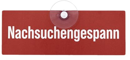 NACHSUCHENGESPANN Autoschild mit Saugnapf – Weinrot mit weißer Schrift – Jagdschild für Schweißhundeführer, Jagdauto und Autoscheibe – 3 mm Aluverbund, 18 x 6,5 cm – Made in Germany