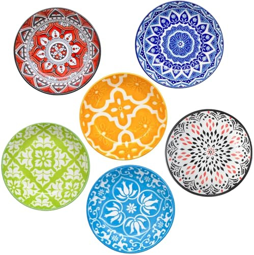 DBZQSCW 6 Pcs Ceramic Dipping Bowls, Set of 6 Small Bowl Side Dishes Porcelain Soy Sauce Plates Seasoning Dish Bowls for Tomato Sauce Condiments Sushi Dishes Soy auces BBQ Party Supplies
