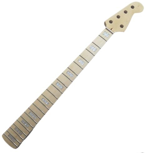 Manche de guitare basse à 5 cordes, 2 pièces, 21 frettes, 34 pouces, bloc touche en érable, d'incrustation
