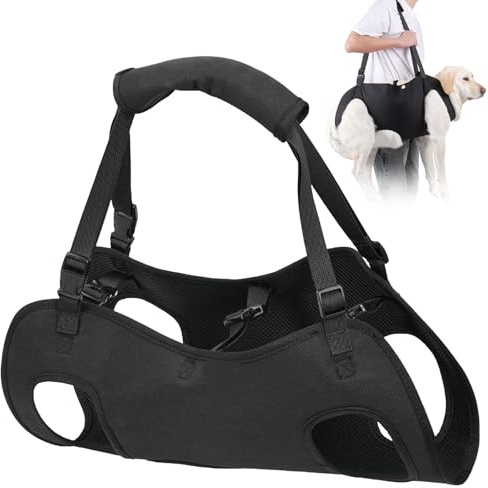 YOUNGSAY Tragehilfe Hund, Verstellbare Tragegurt Hund, Groß Hunde Tragehilfe für Behinderte, Blindheit, Verletzte oder Ältere Hunde (Schwarz, L)