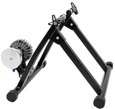 Qurib Flüssigkeitsgebremster Fahrrad Rollentrainer 900 W für 26 bis 29 Zoll 700C mit Schnellspannhebel Vorderradauflage bis 150 kg Indoor Training Schwarz