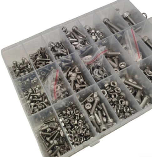 Juego de tornillos de acero inoxidable 304 de 1220 piezas con tornillos hexagonales hexagonales, tuercas y arandelas en 3/4/5/6 mm para impresión 3D y reparaciones