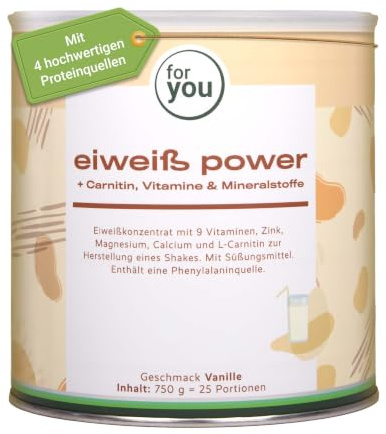for you Power Eiweiß Vanille – Mehrkomponenten Eiweißpulver nach Dr. Strunz | Mit L-Carnitin, nach Dr. Strunz | Protein aus Molke, Soja, Milch & Ei | Sehr gut löslich