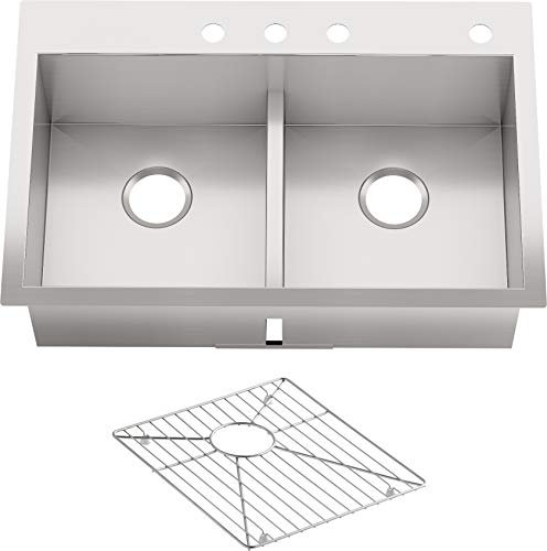 Kohler k-3838–4 Vault 83,8 cm Doppel Waschtisch Auflage/Unterbau Einzelgerät Edelstahl,, K-3838-4-NA